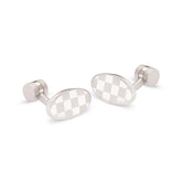 Stainless Steel Oval Checkerboard Cuff Links
